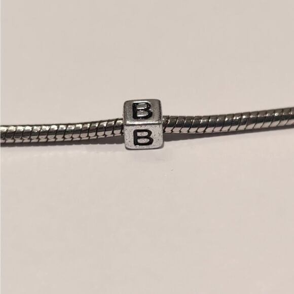 Silver B Spacer‎ Charm for Pandora Style Bracelet - Picture 1 of 5